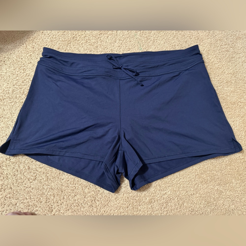 NWT Athleta Lahaina Swim Shorts Sz L Navy with Drawstring Athleisure Summer